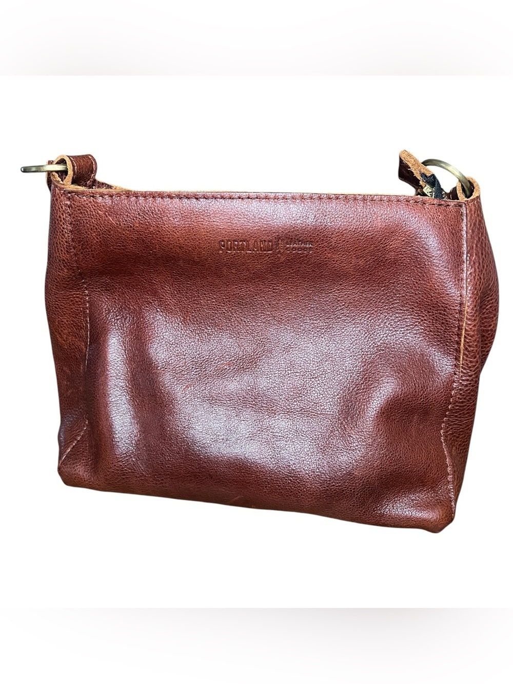 Portland Leather Goods Triangle Shoulder Bag – Nutmeg Brown Pebbled Leather